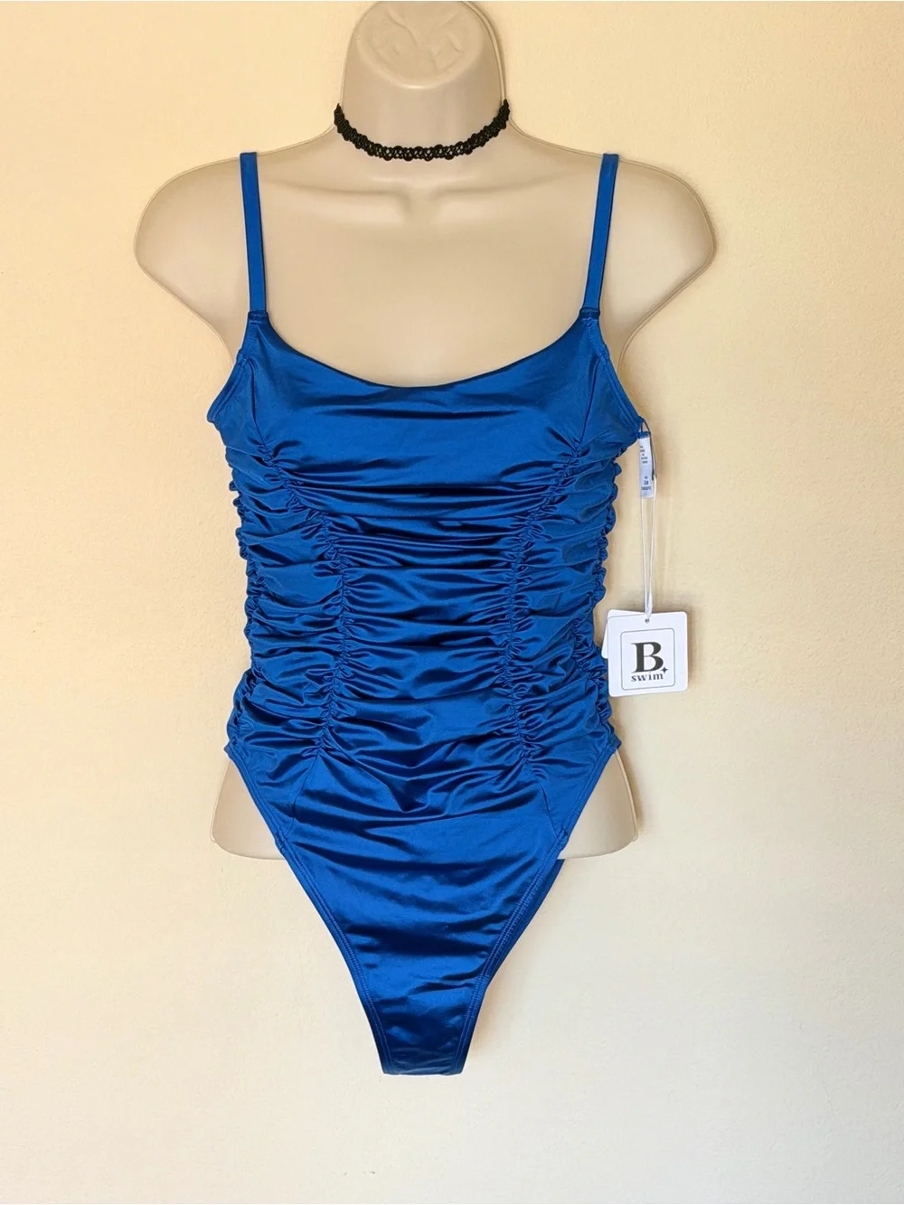 NWT Satin Tsunami Cobalt Sky Blue B swim Swimsuit Size Medium